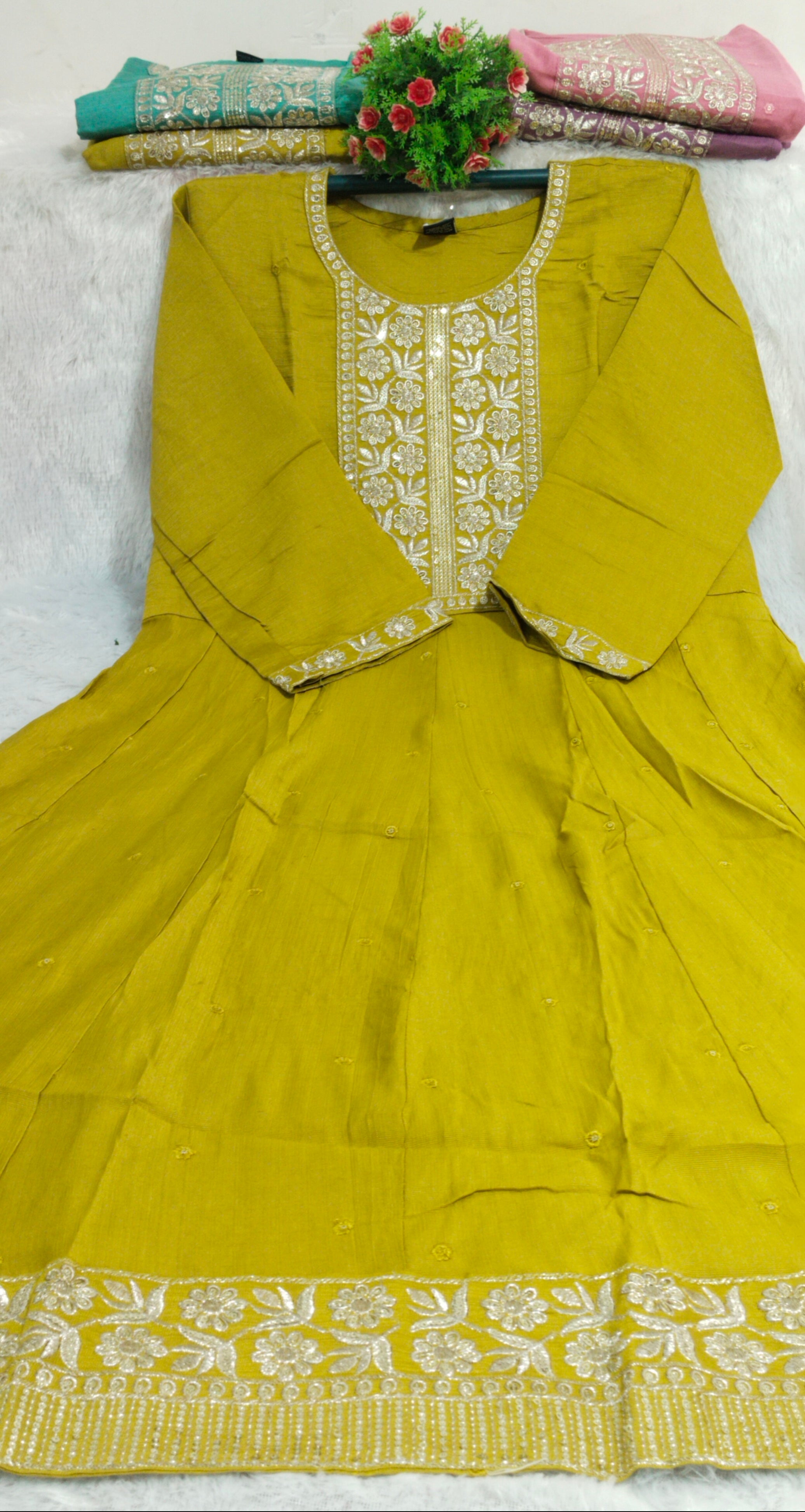 Olive Green Vatican Cotton Anarkali