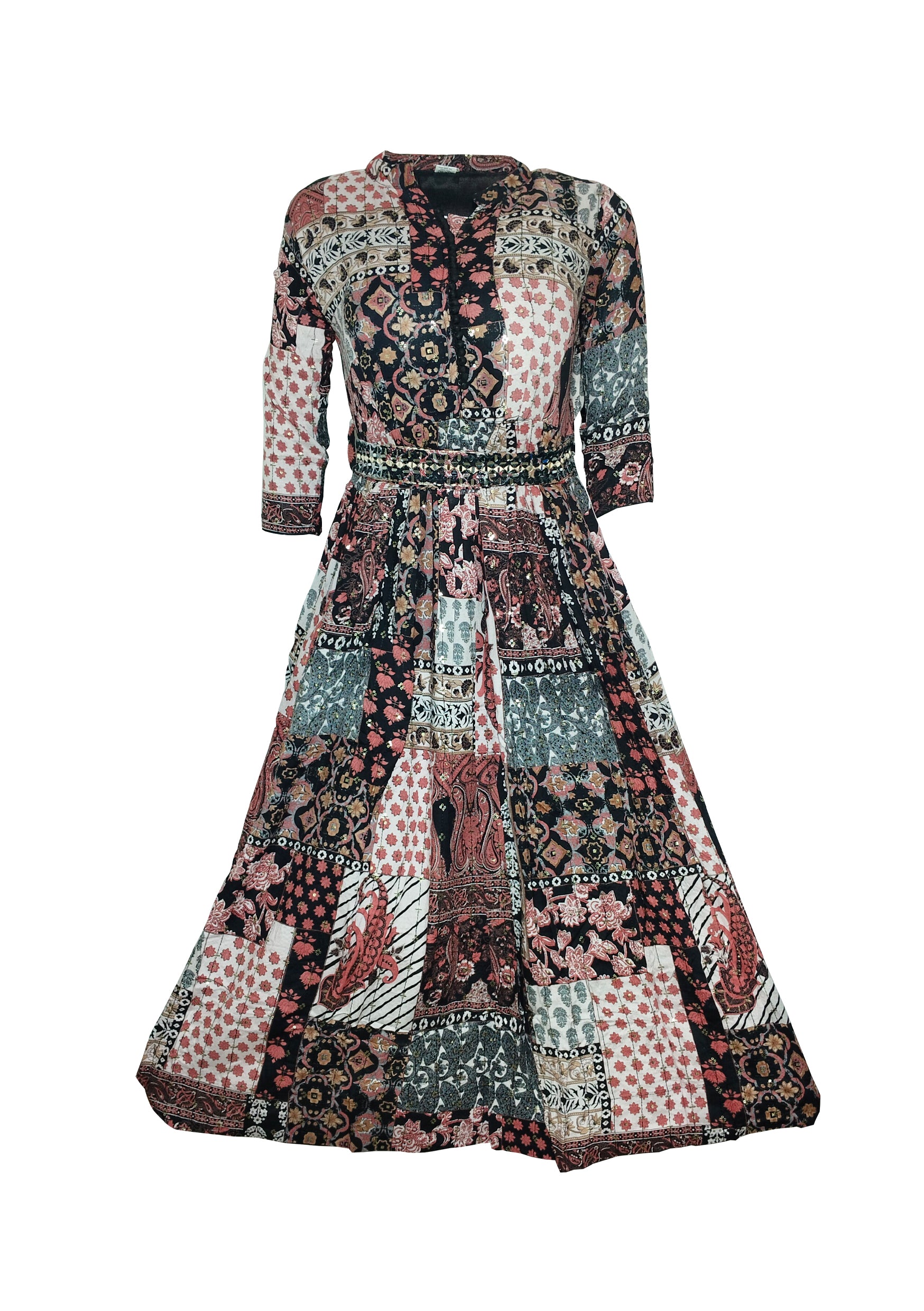 Black and orange sequence Anarkali