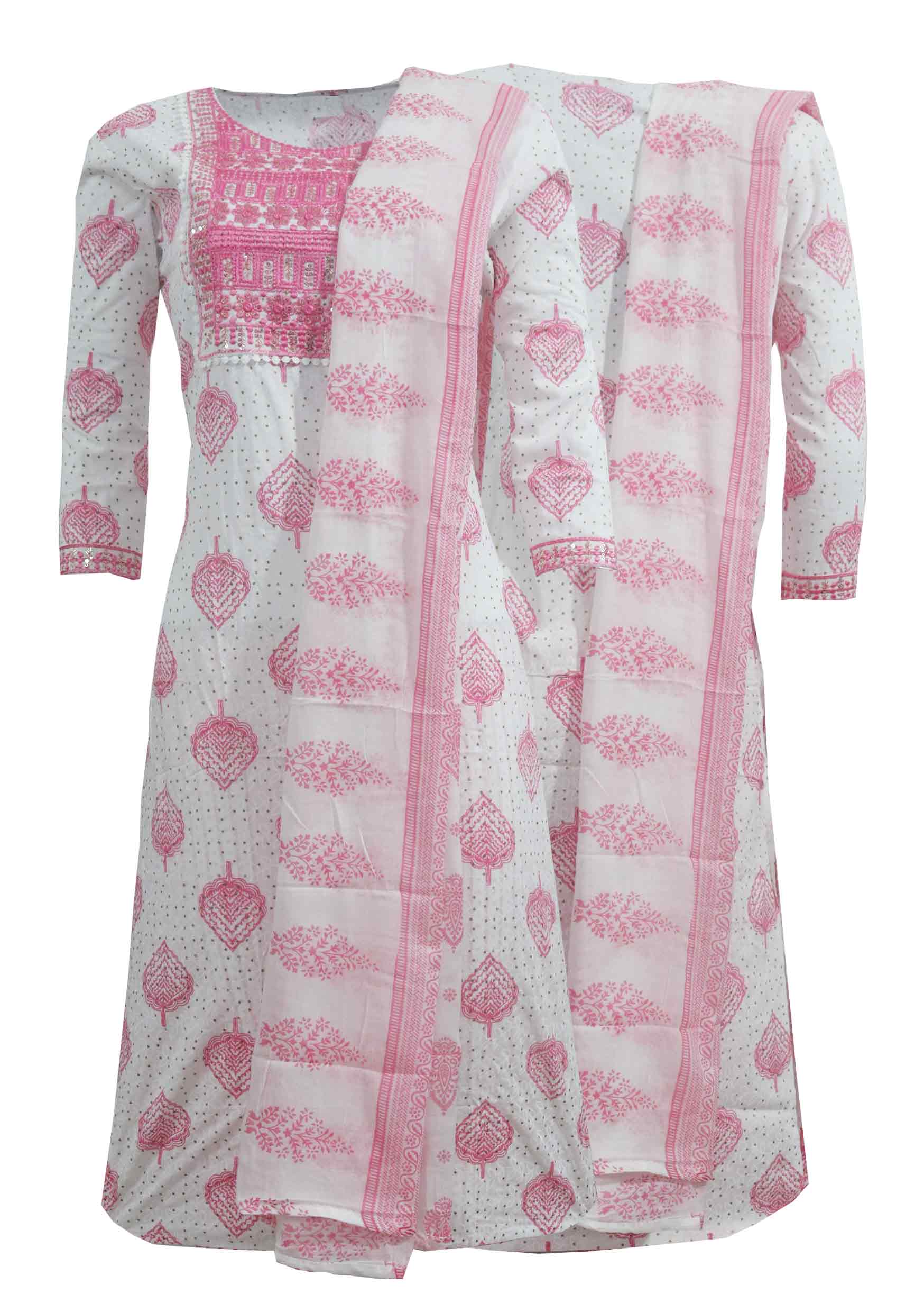 Cotton Printed Straight Kurta with Pant & Dupatta
