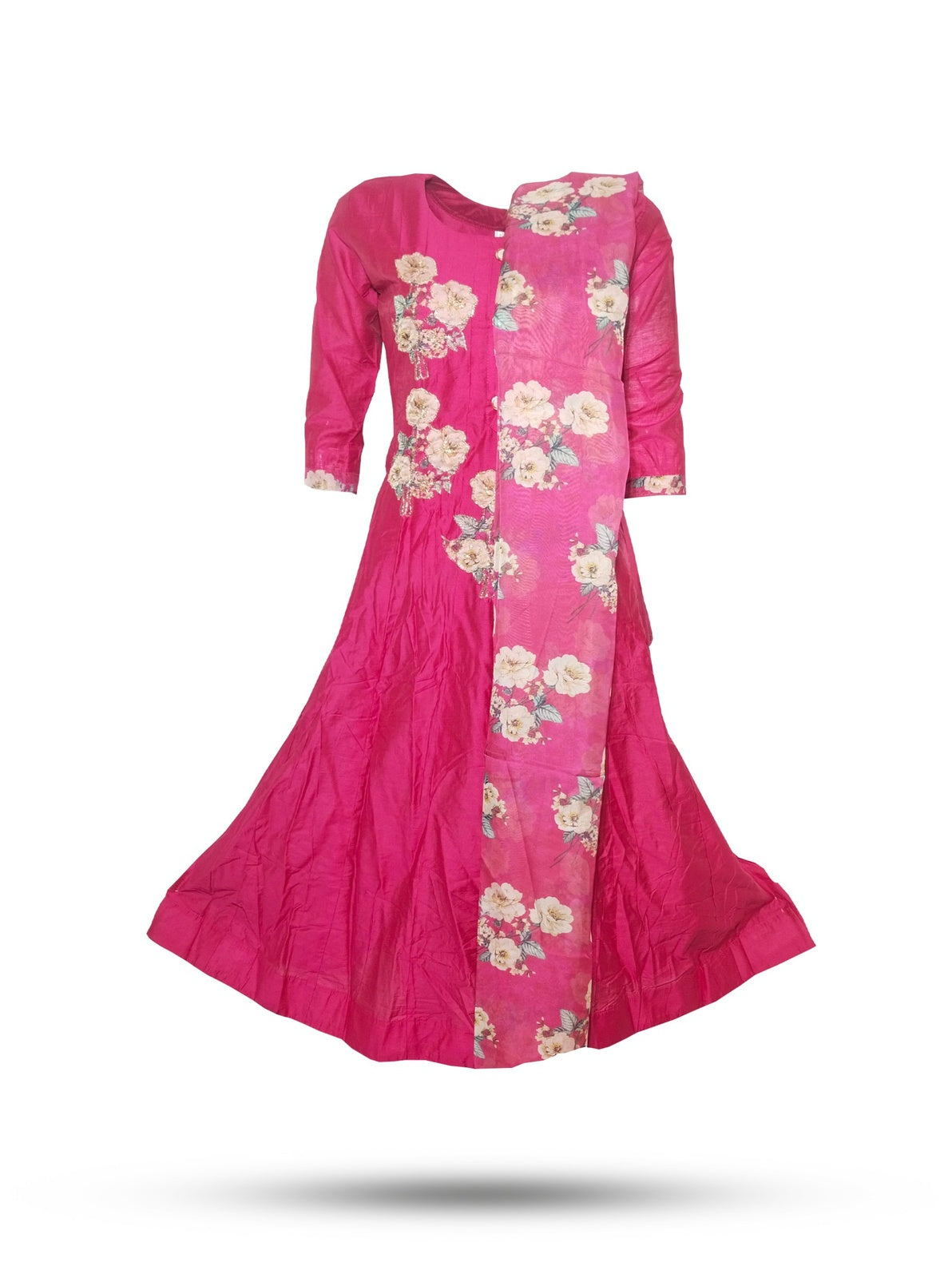 Silk Cotton Kurtis With Dupatta