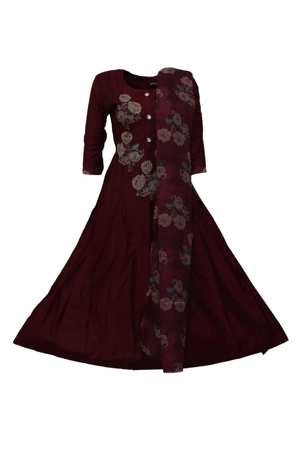 Silk Cotton Kurtis With Dupatta