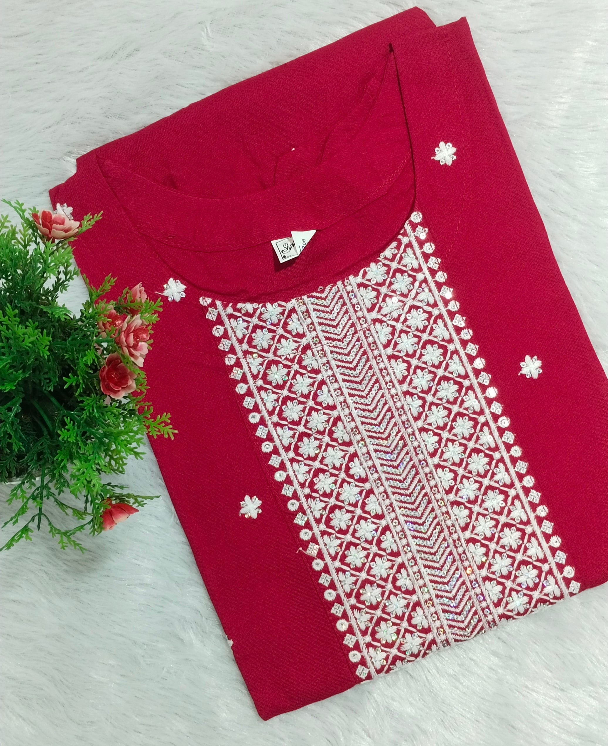 Pink Embroidery Kurti