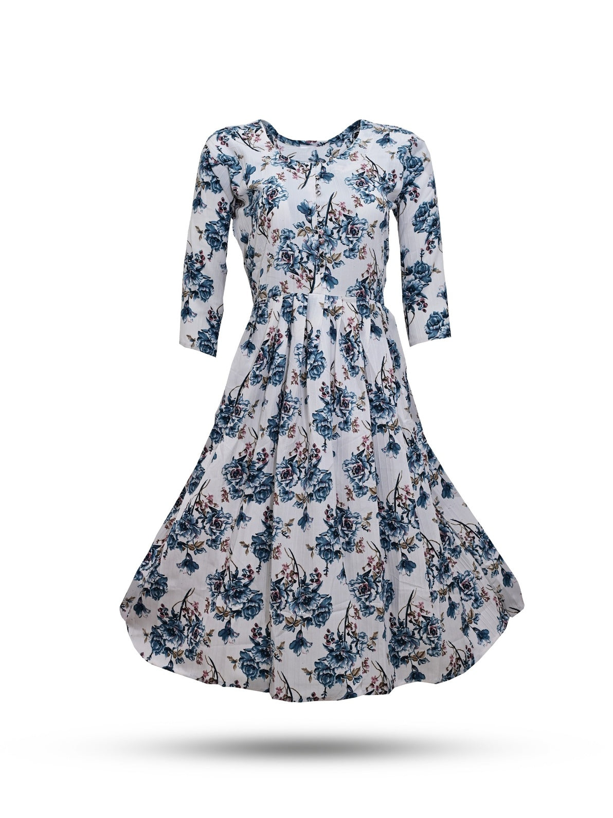 White and Blue Printed Kurta