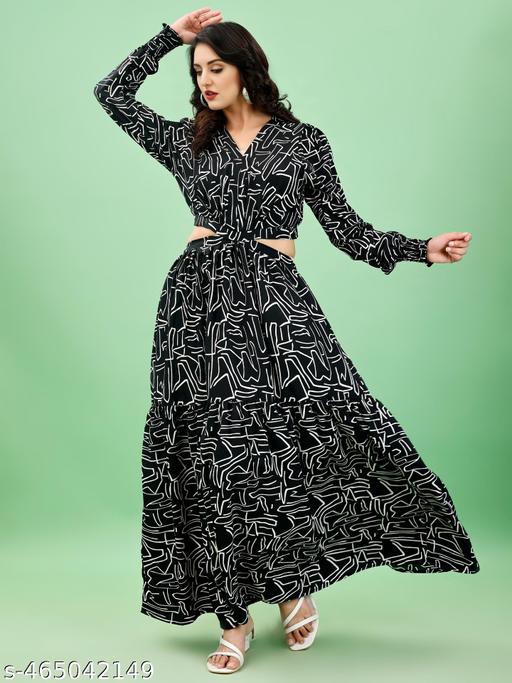 Womens Chiffon Printed Western Dress